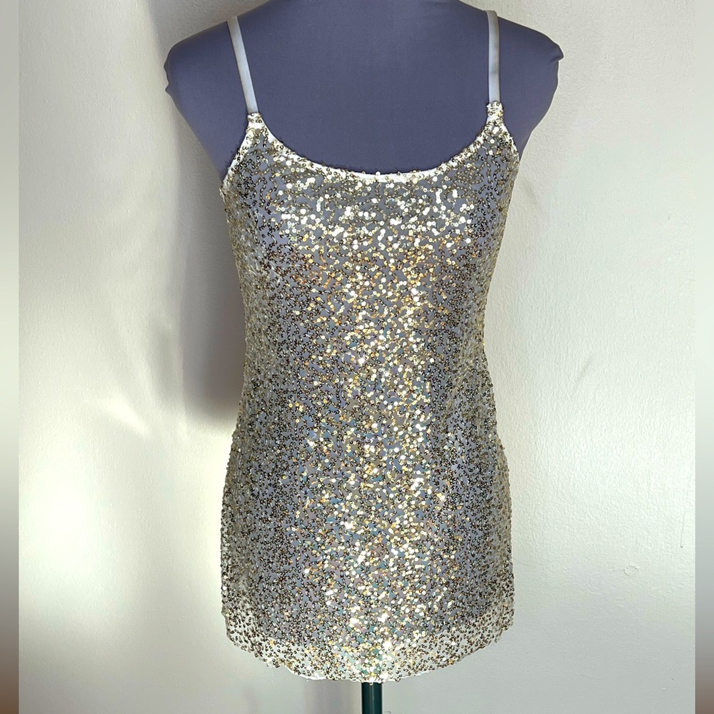 Free People Gold Sequin Tunic with Scoop Back XS